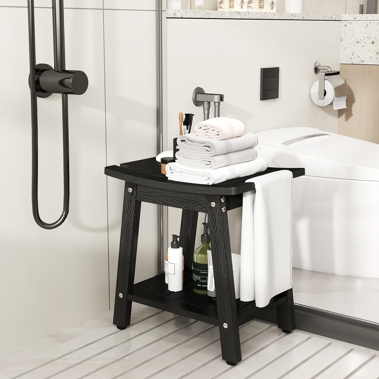Shower Bench Seat With Handle, Black Bath Safety at Gallery Canada
