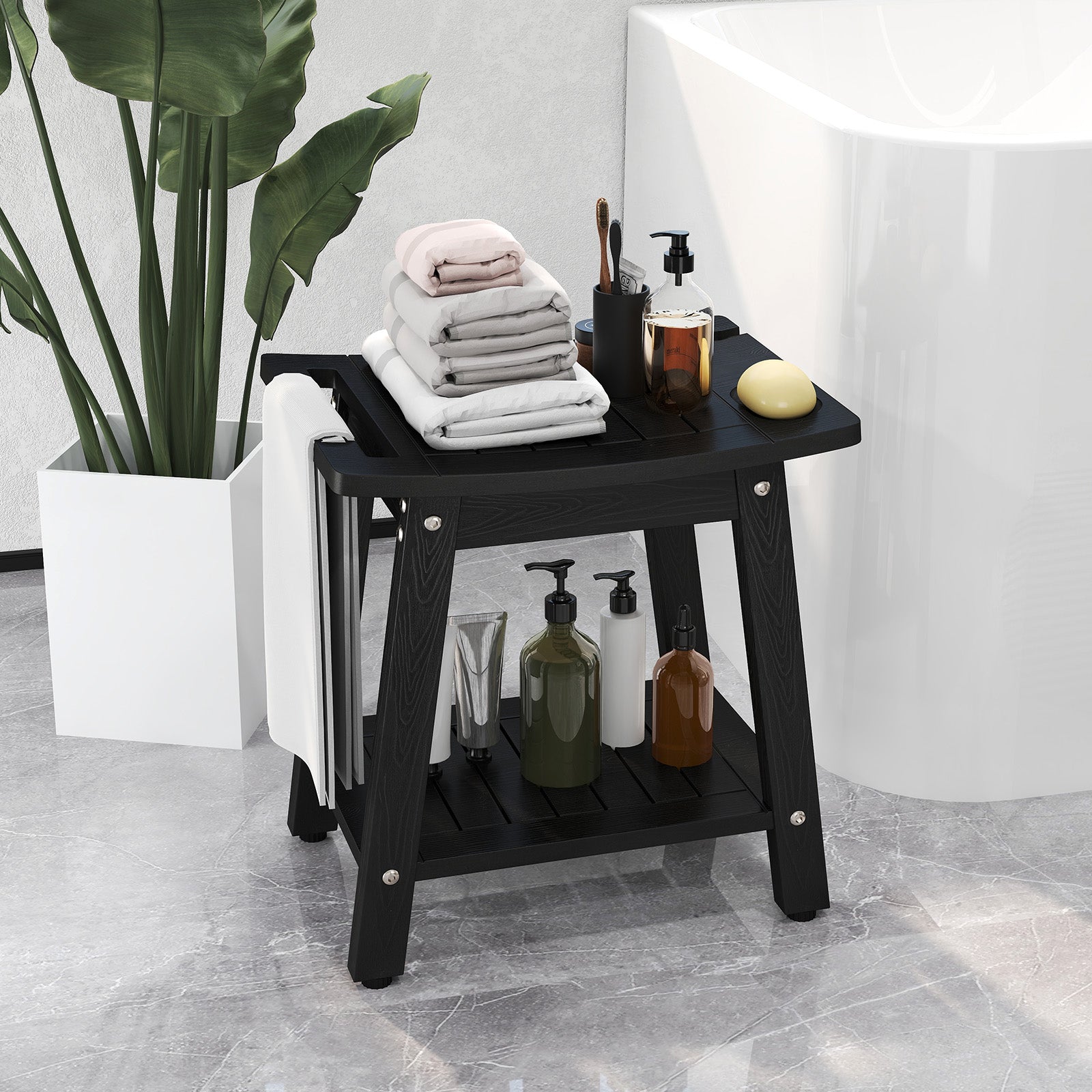 Shower Bench Seat With Handle, Black Bath Safety at Gallery Canada