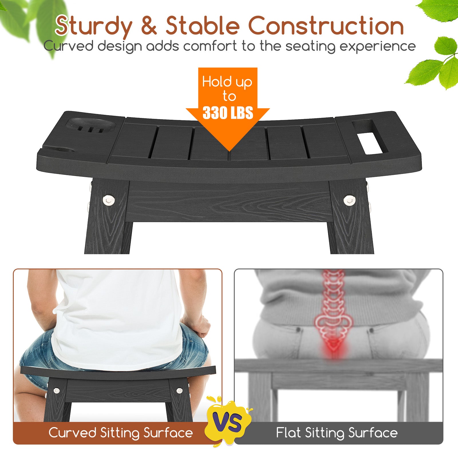 Shower Bench Seat With Handle, Black Bath Safety at Gallery Canada
