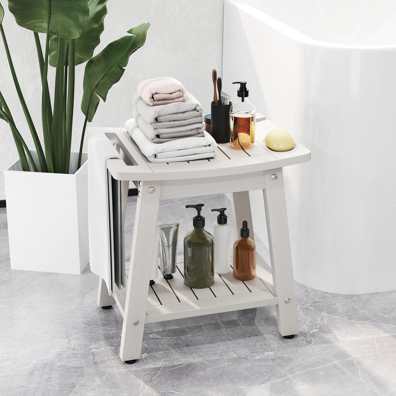 Shower Bench Seat With Handle Shower Head, White Bath Safety at Gallery Canada