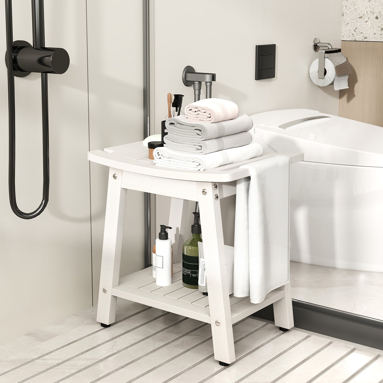 Shower Bench Seat With Handle Shower Head, White Bath Safety at Gallery Canada