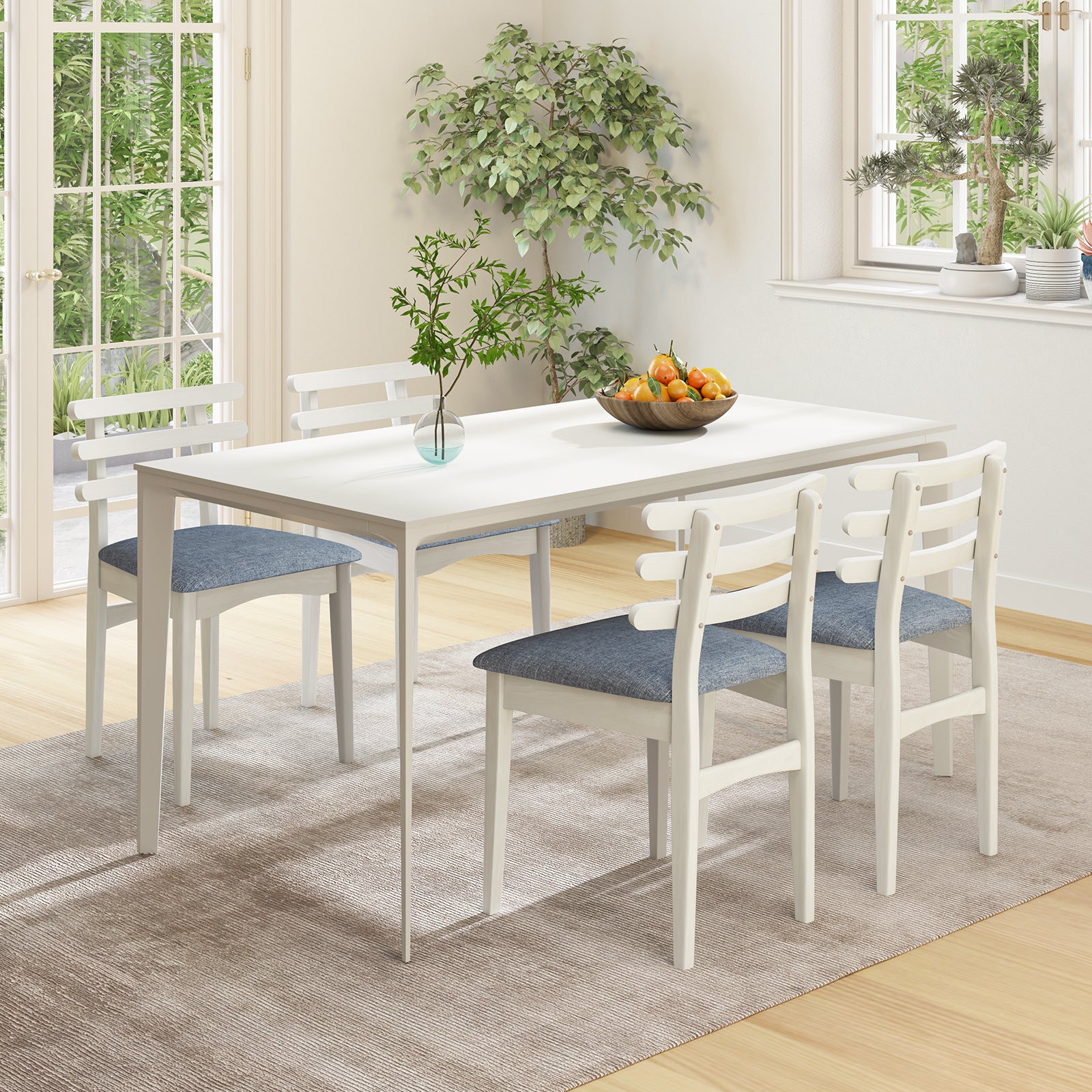 Fabric Kitchen Side Chairs, Rubber Wood Frame, Padded Seat, White Dining Chairs at Gallery Canada