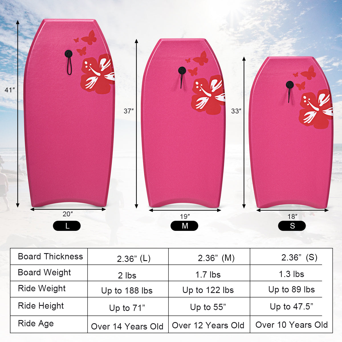 Lightweight Bodyboard, EPS Core, IXPE-M, Pink Surfing at Gallery Canada