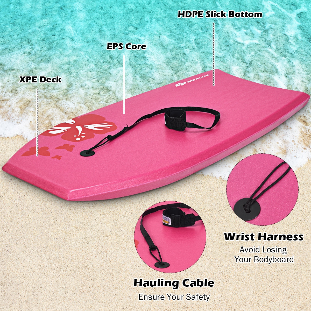 Lightweight Bodyboard, EPS Core, IXPE-M, Pink Surfing at Gallery Canada