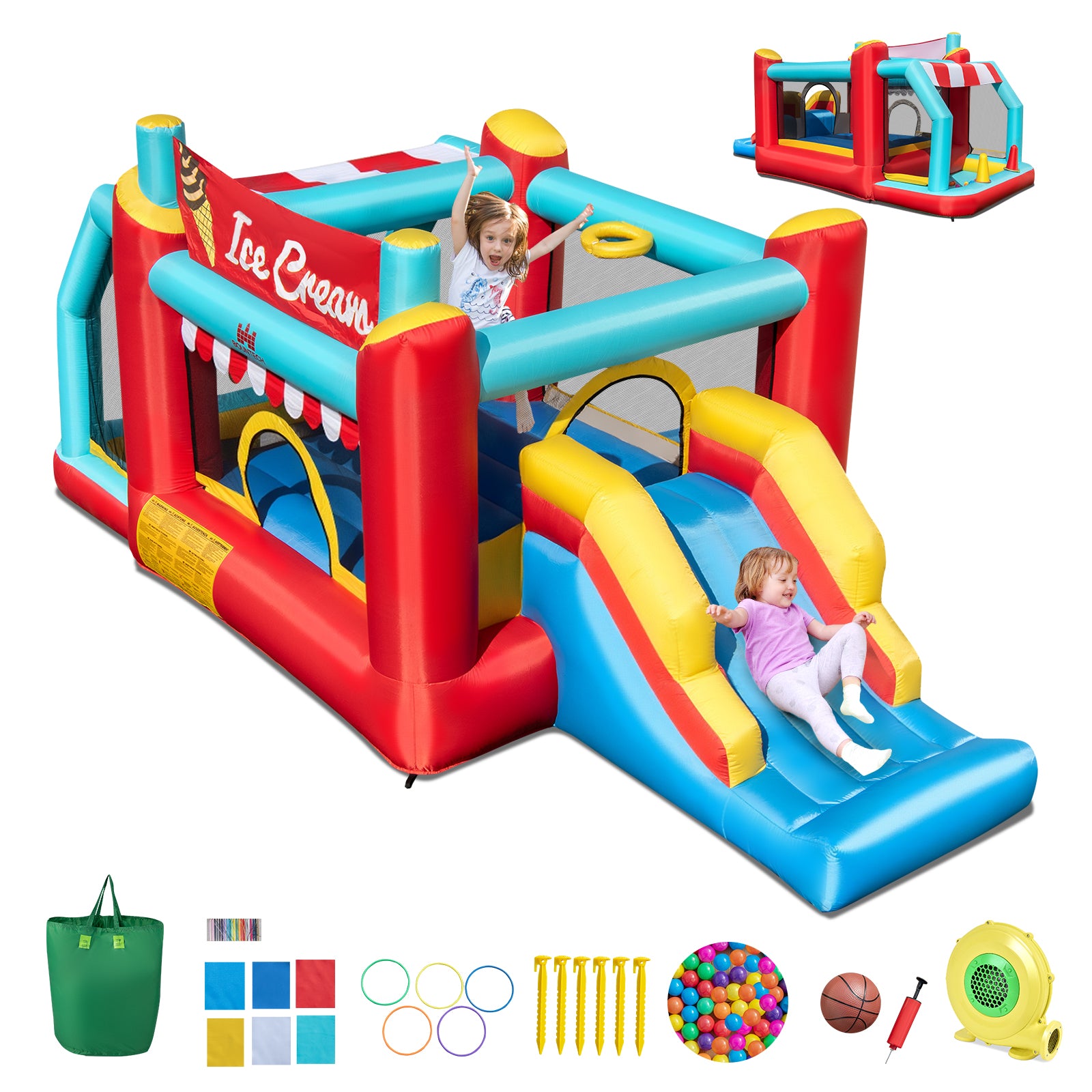 5-In-1 Inflatable Bounce House With Ball Pit, Slide, 480W Blower, Multicolor Bounce House at Gallery Canada