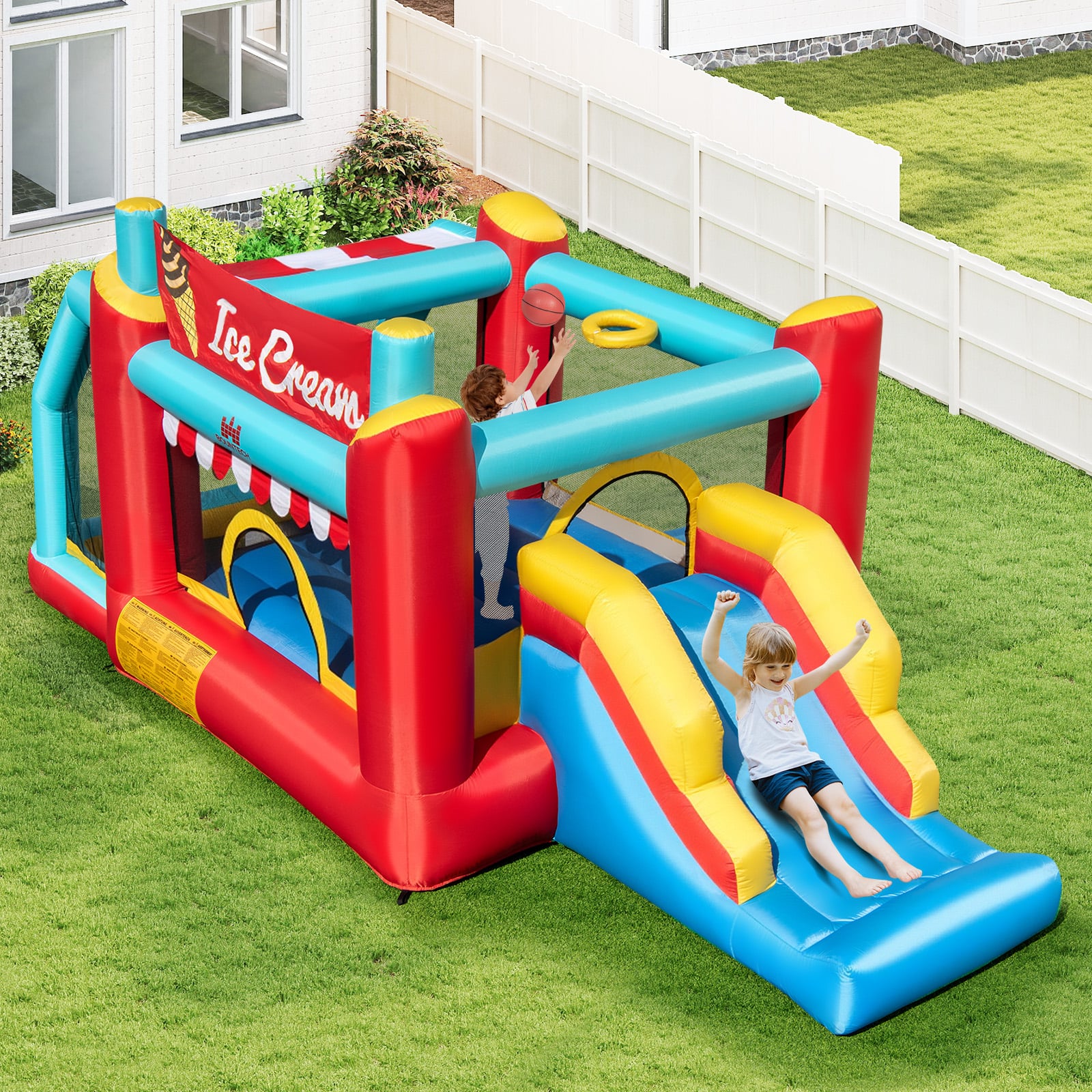 5-In-1 Inflatable Bounce House, Ball Pit, Slide, 520W Blower, Multicolor Bounce House at Gallery Canada