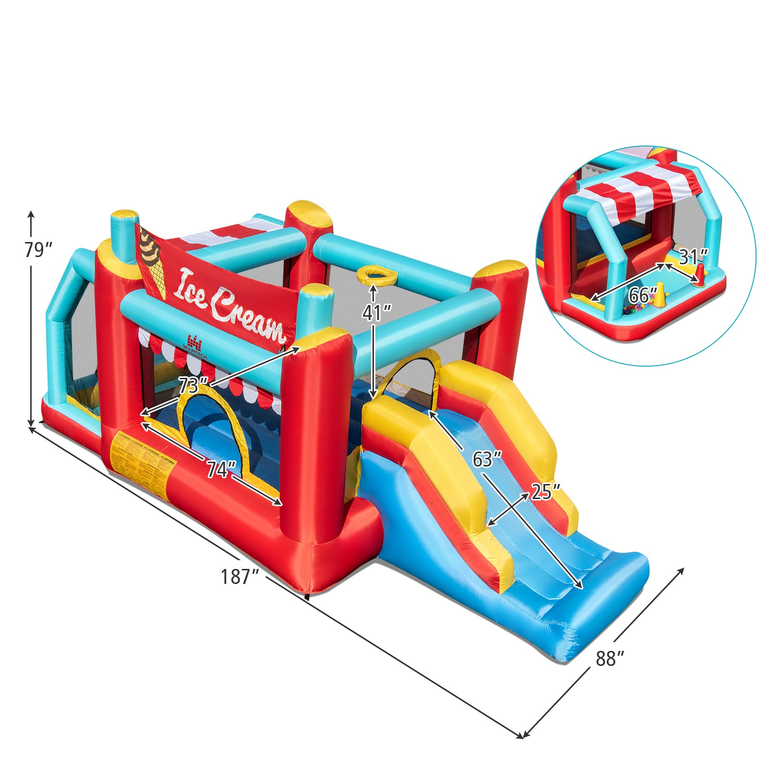 5-In-1 Inflatable Bounce House, Ball Pit, Slide, 520W Blower, Multicolor Bounce House at Gallery Canada