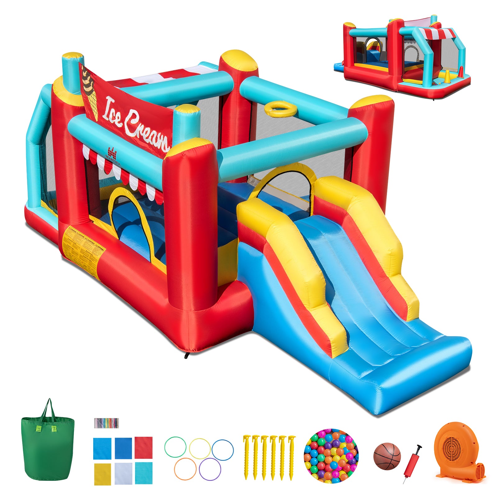 5-In-1 Inflatable Bounce House, Ball Pit, Slide, 520W Blower, Multicolor Bounce House at Gallery Canada
