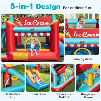 5-In-1 Inflatable Bounce House, Ball Pit, Slide, 520W Blower, Multicolor Bounce House at Gallery Canada