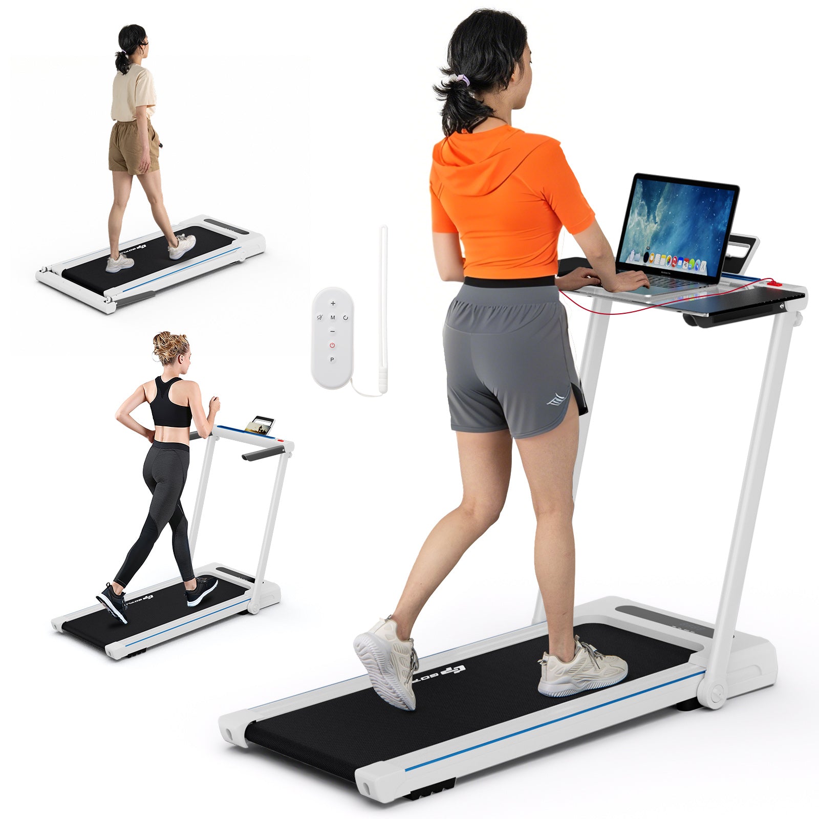 2.25HP 3-in-1 Folding Treadmill, White Treadmills at Gallery Canada