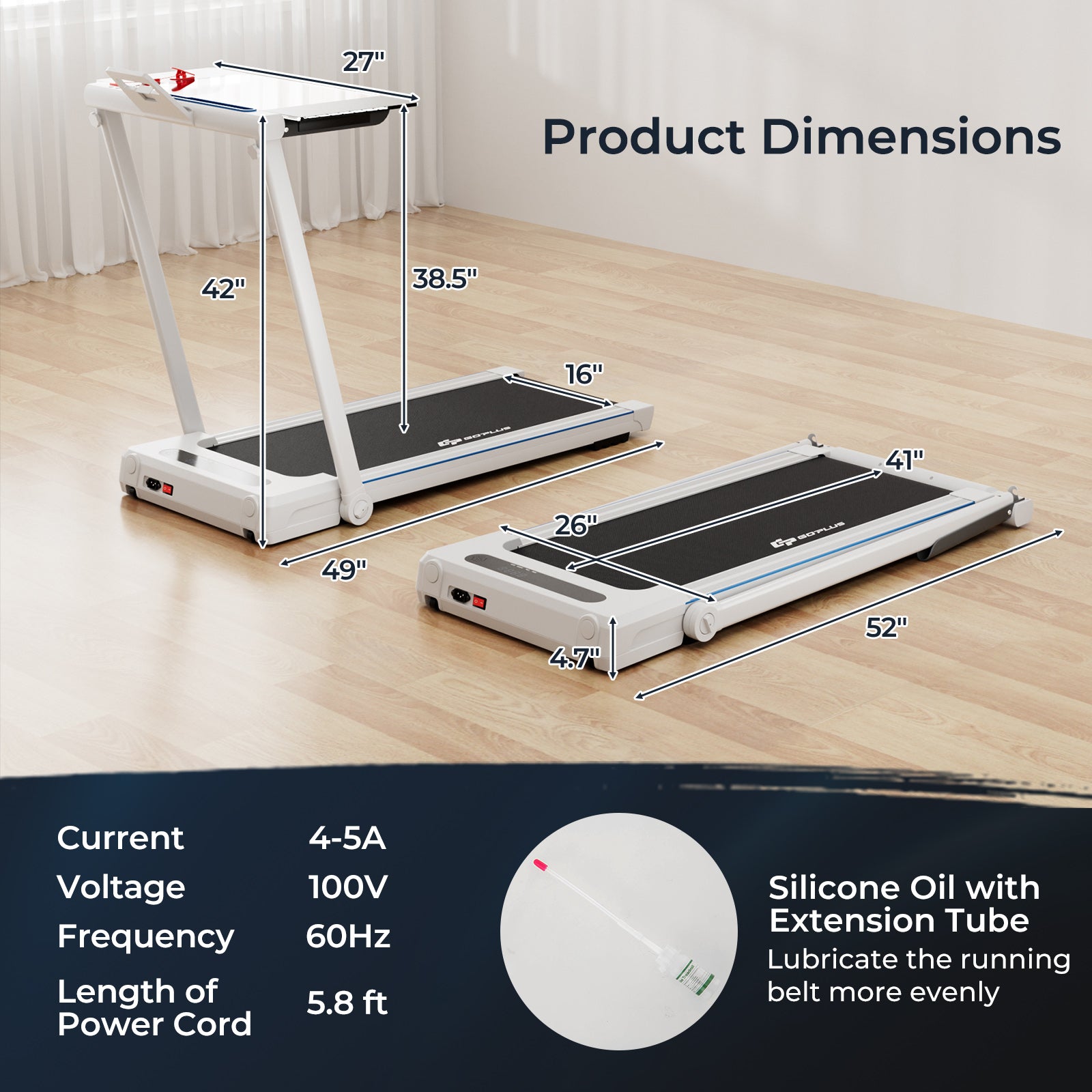 2.25HP 3-in-1 Folding Treadmill, White Treadmills at Gallery Canada