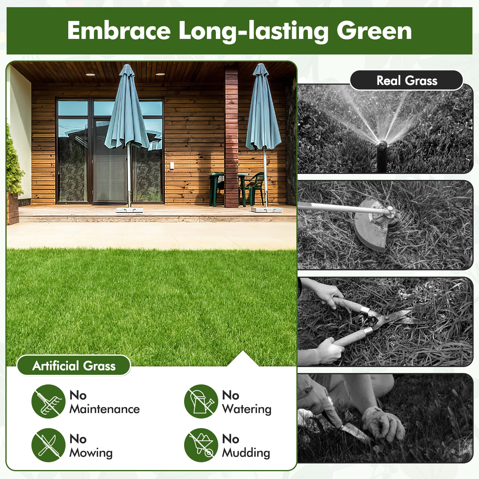 30 PCS Interlocking Artificial Grass Tiles, Green Decorative Fencing & Flooring at Gallery Canada