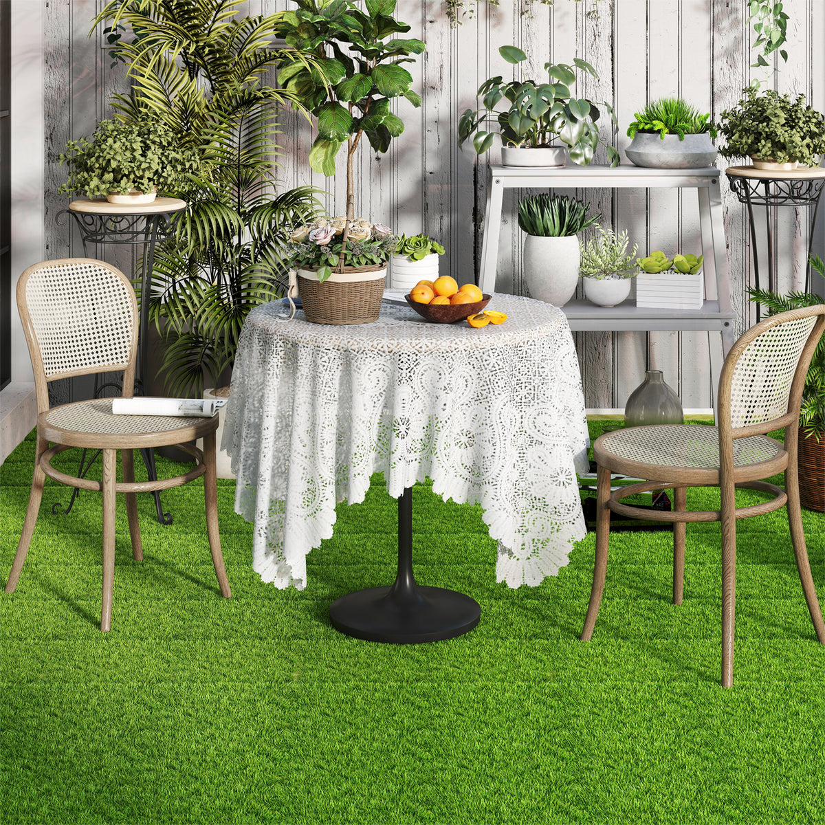 30 PCS Interlocking Artificial Grass Tiles, Green Decorative Fencing & Flooring at Gallery Canada