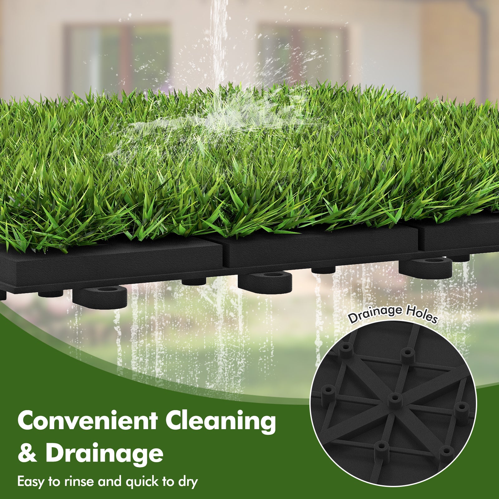30 PCS Interlocking Artificial Grass Tiles, Green Decorative Fencing & Flooring at Gallery Canada