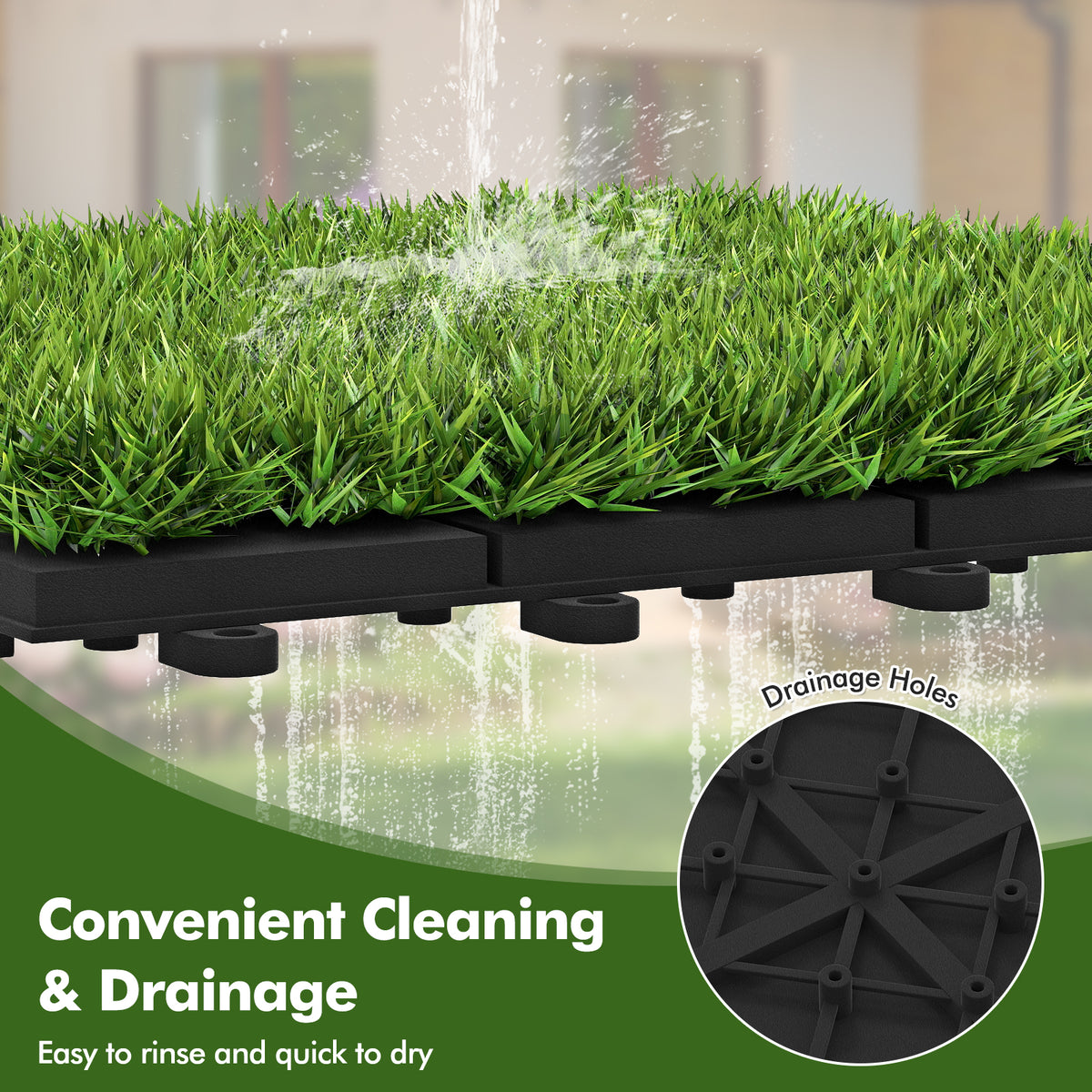 30 PCS Interlocking Artificial Grass Tiles, Green Decorative Fencing & Flooring at Gallery Canada