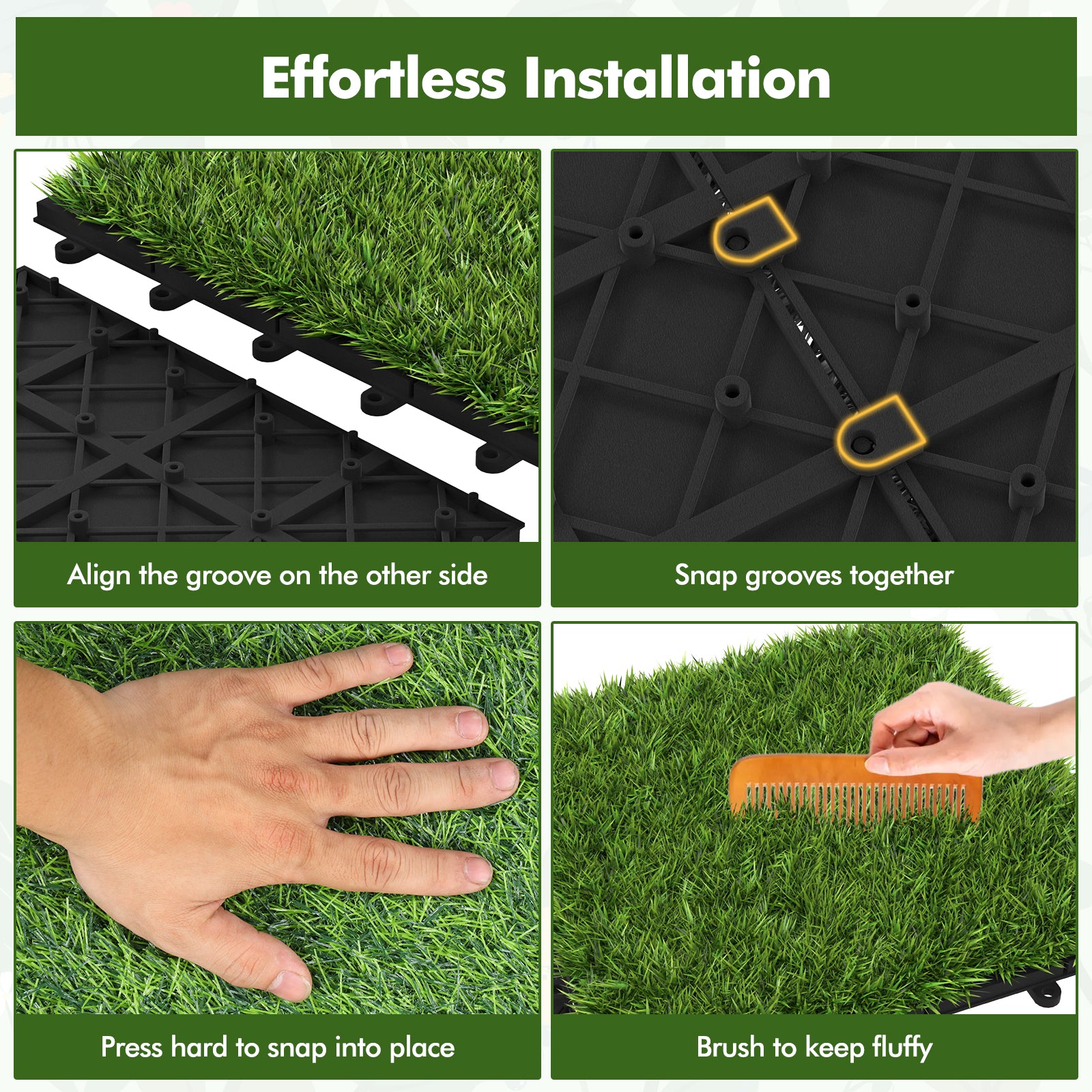 30 PCS Interlocking Artificial Grass Tiles, Green Decorative Fencing & Flooring at Gallery Canada