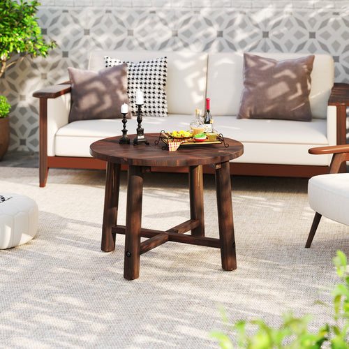 Patio End Table, Solid Wood Structure, Brown