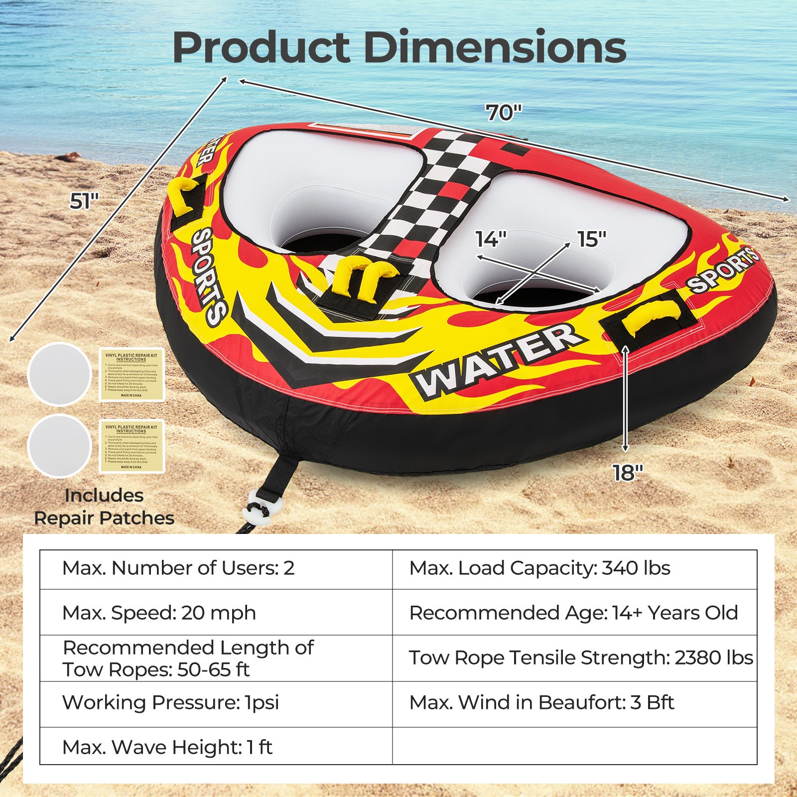 Towable Tube With Quick Connector And Drainage Water Sports at Gallery Canada