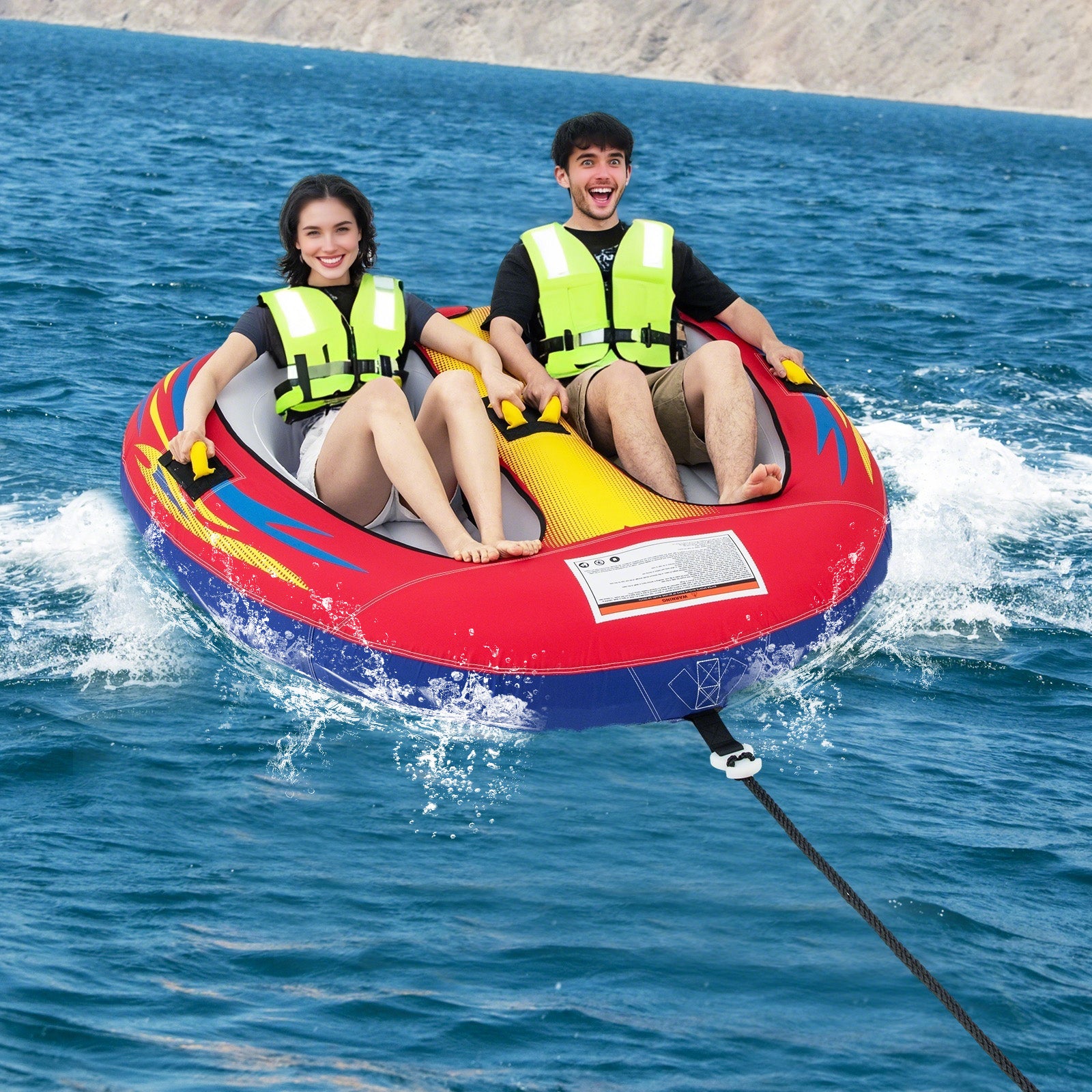 Inflatable Towable Tube, 1 or 2 Person, For Boating, With Drainage Water Sports at Gallery Canada