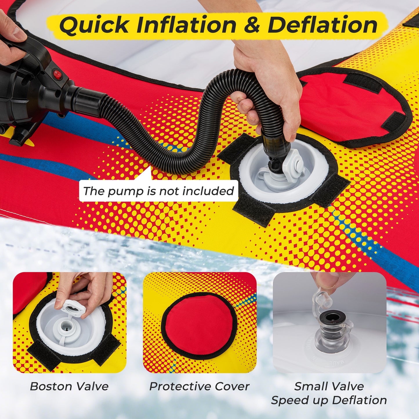 Inflatable Towable Tube, 1 or 2 Person, For Boating, With Drainage Water Sports at Gallery Canada