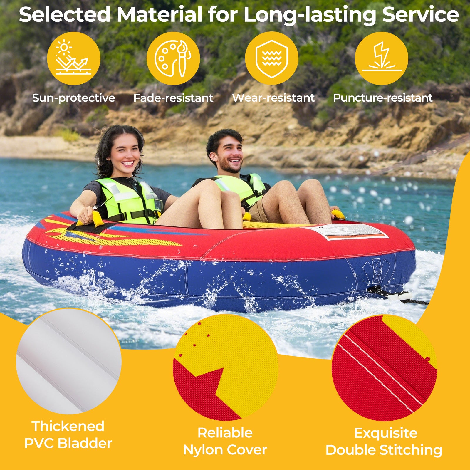 Inflatable Towable Tube, 1 or 2 Person, For Boating, With Drainage Water Sports at Gallery Canada
