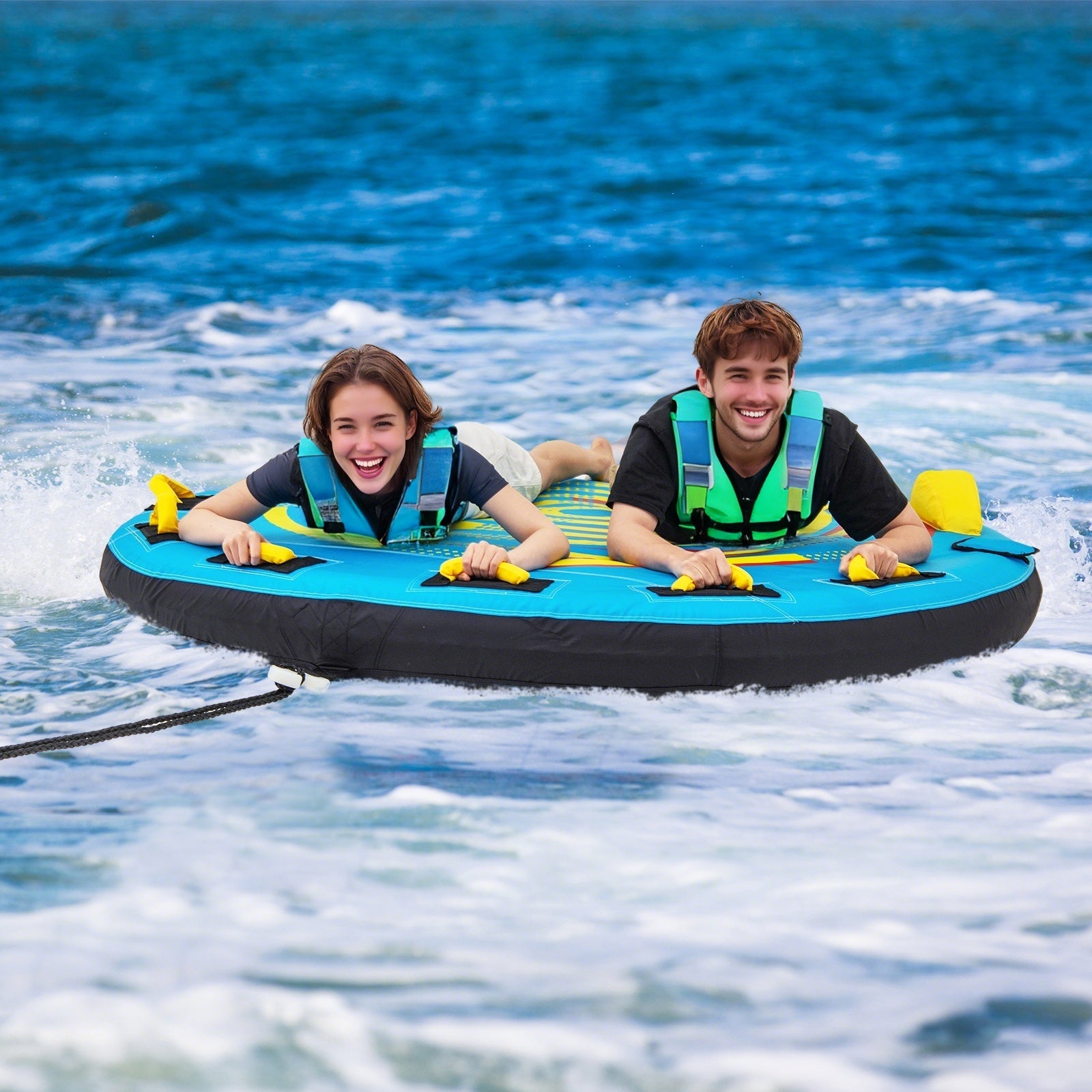 3-Person Inflatable Boat Tube Towable Platform, Double Valves Water Sports at Gallery Canada