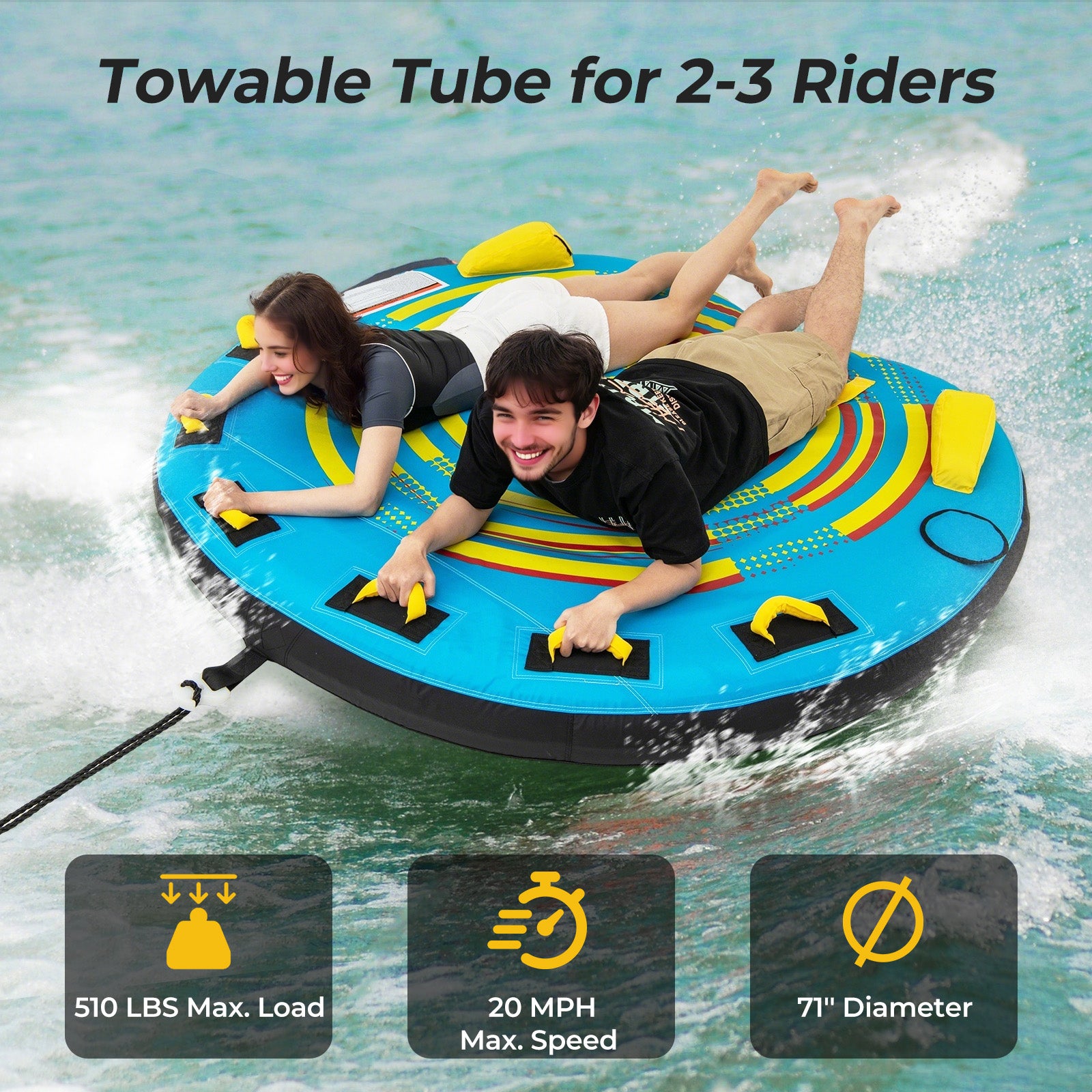 3-Person Inflatable Boat Tube Towable Platform, Double Valves Water Sports at Gallery Canada