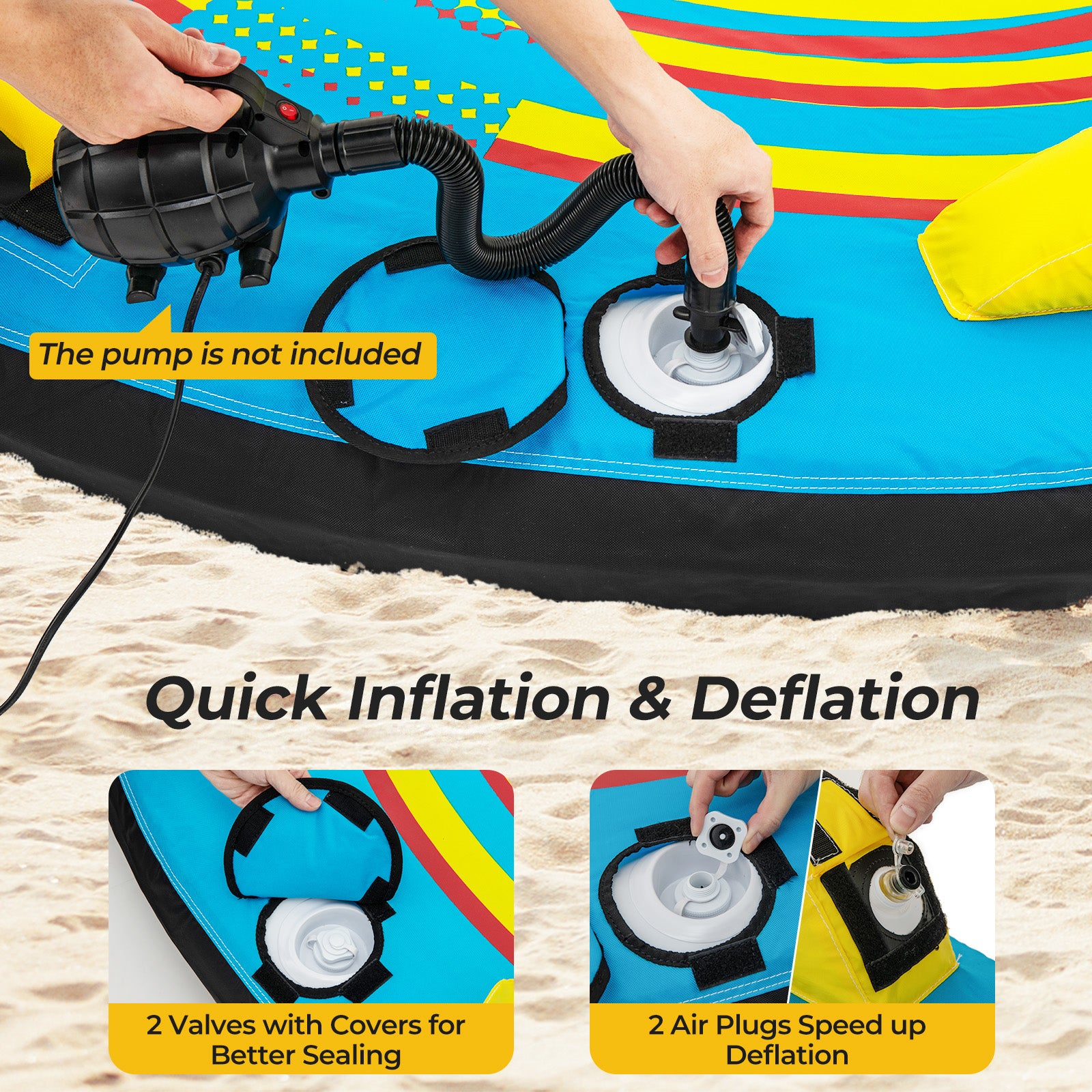 3-Person Inflatable Boat Tube Towable Platform, Double Valves Water Sports at Gallery Canada
