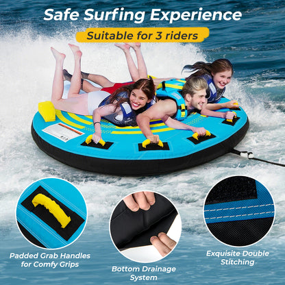 3-Person Inflatable Boat Tube Towable Platform, Double Valves Water Sports at Gallery Canada