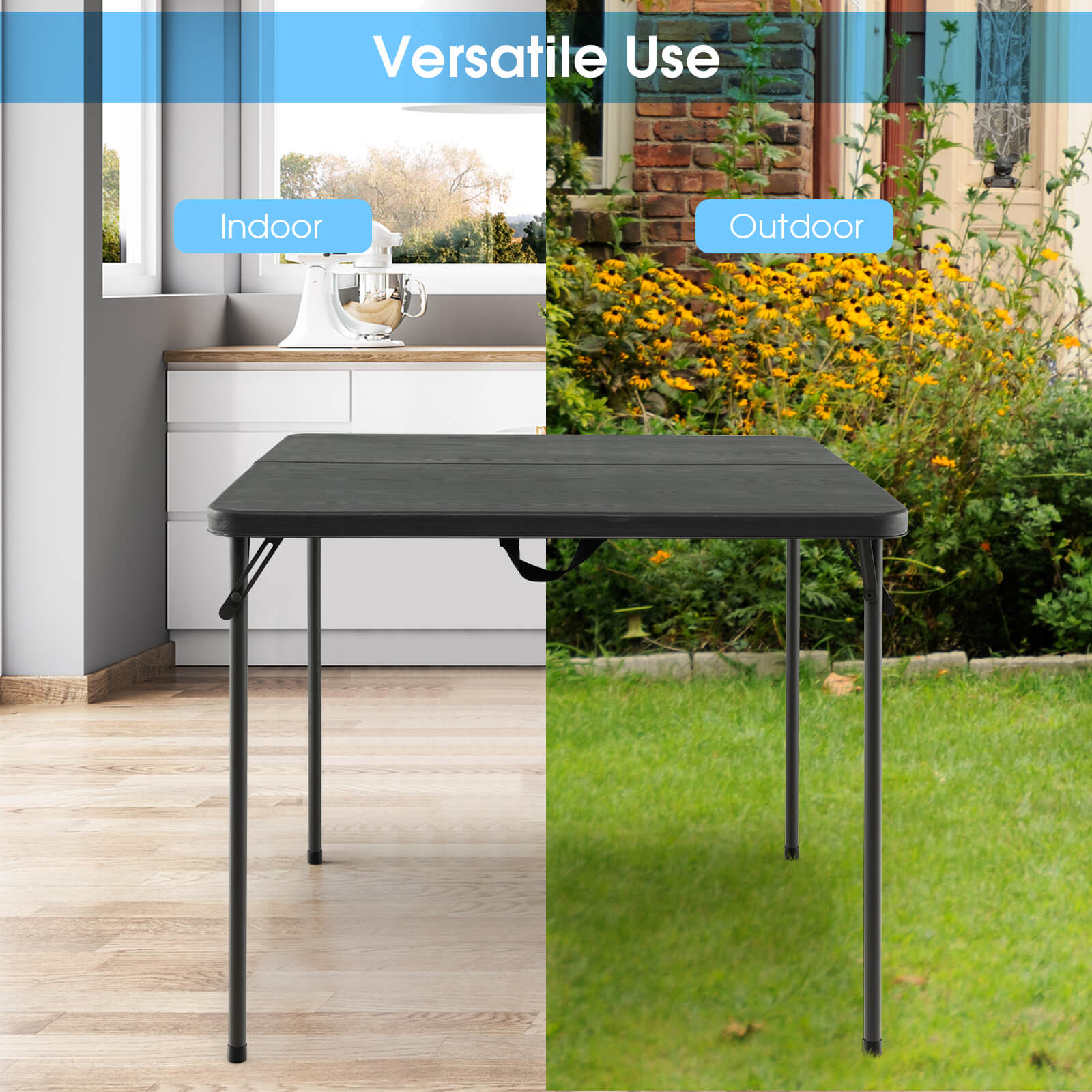 Folding Camping Table, HDPE All-Weather Tabletop, Rustproof Steel Frame, Gray Camping Furniture at Gallery Canada