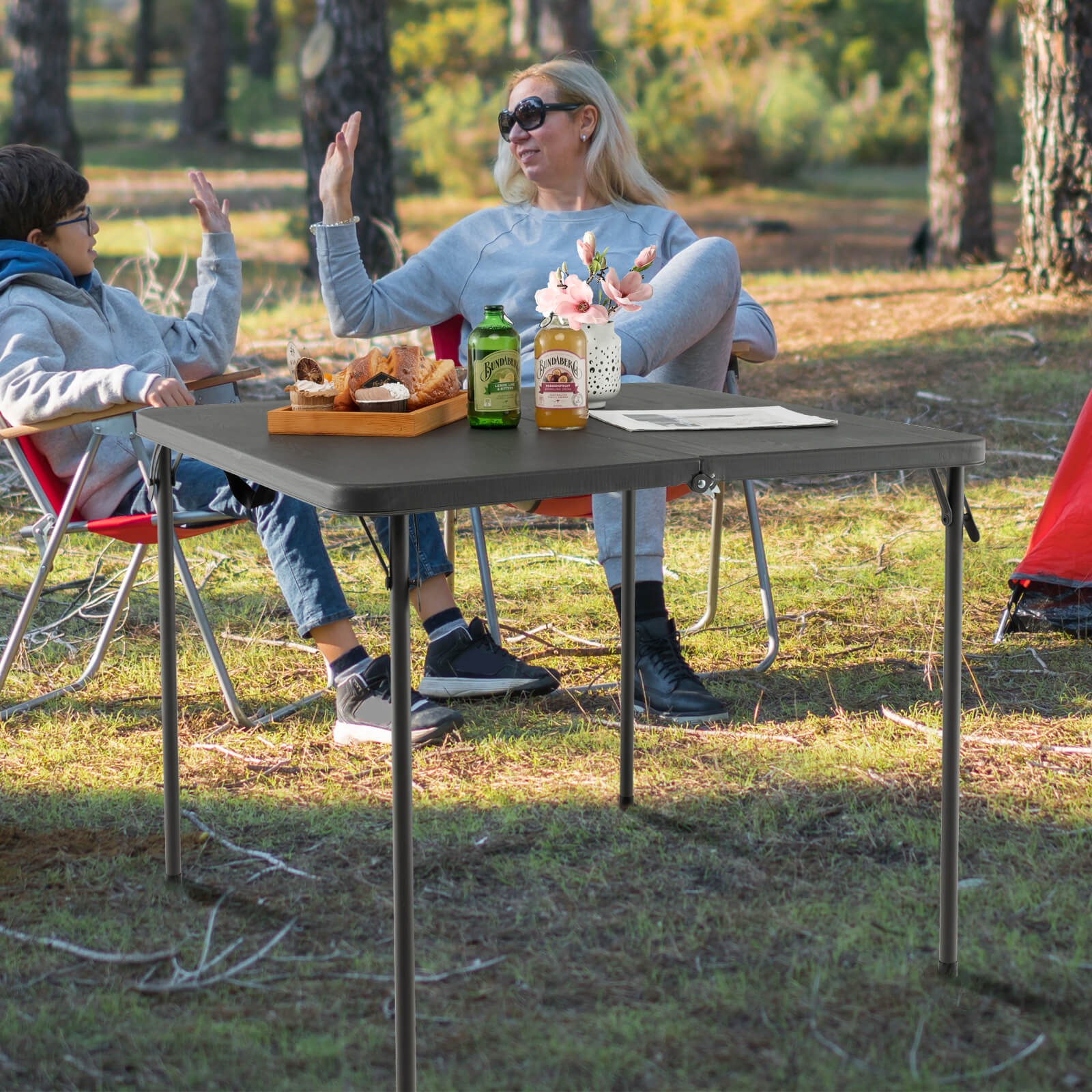 Folding Camping Table, HDPE All-Weather Tabletop, Rustproof Steel Frame, Gray Camping Furniture at Gallery Canada