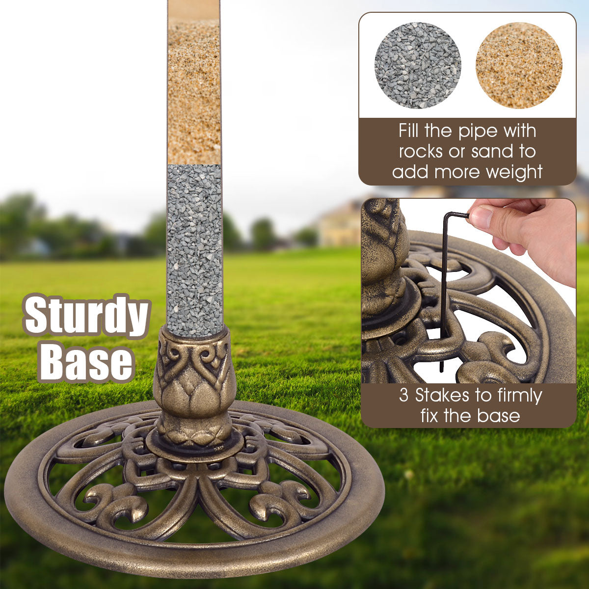 Antique Freestanding Pedestal Bird Bath Feeder, Gold Bird Supplies at Gallery Canada