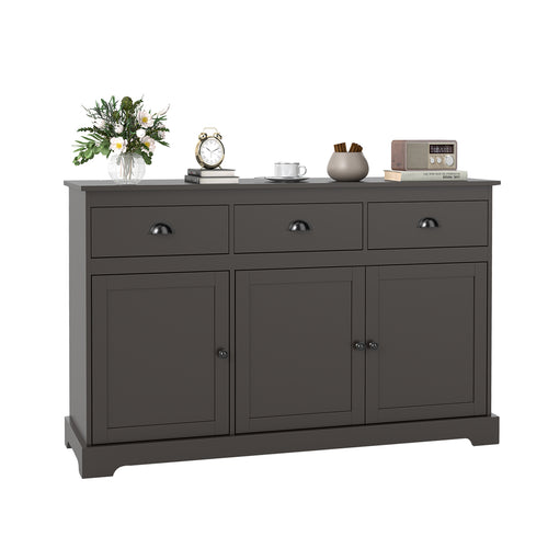 3 Drawer Sideboard Buffet, Adjustable Shelves, Brown