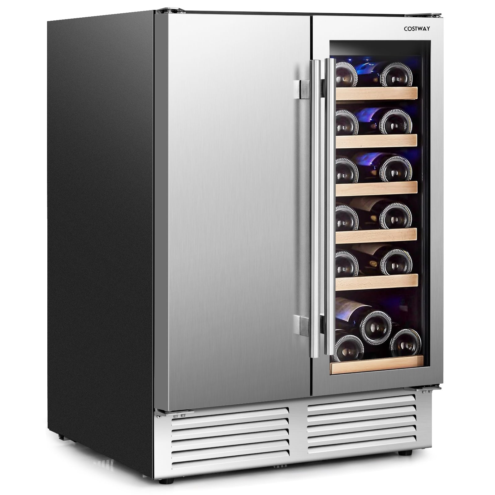 2-In-1 Beverage And Wine Cooler, Independent Temperature Control, LED Lights, Silver Wine & Beverage Coolers at Gallery Canada