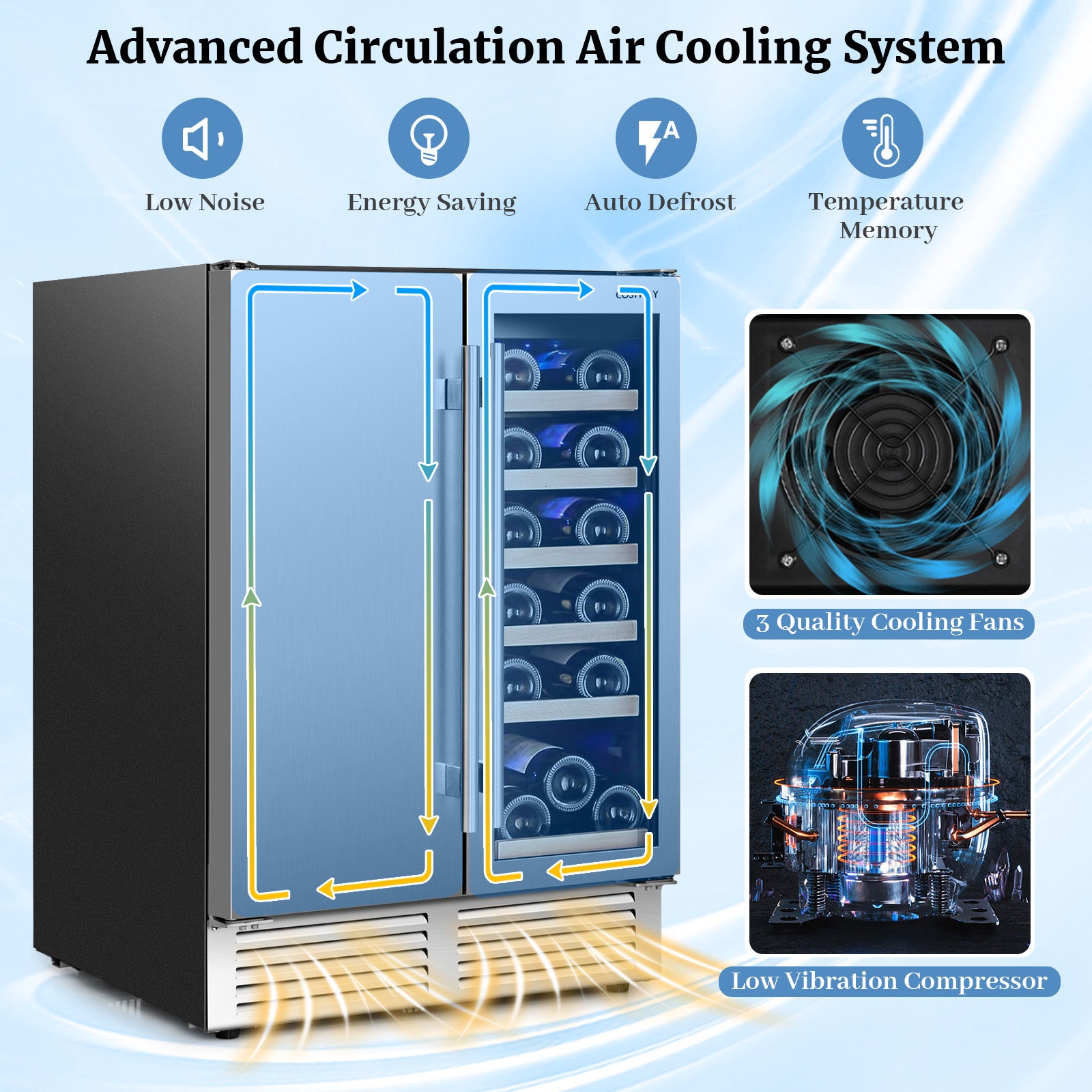 2-In-1 Beverage And Wine Cooler, Independent Temperature Control, LED Lights, Silver Wine & Beverage Coolers at Gallery Canada