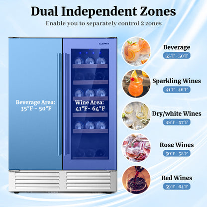2-In-1 Beverage And Wine Cooler, Independent Temperature Control, LED Lights, Silver Wine & Beverage Coolers at Gallery Canada