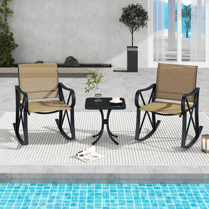 3 Piece Patio Rocking Set, Smooth Rocking Motion, Brown Patio Conversation Sets at Gallery Canada