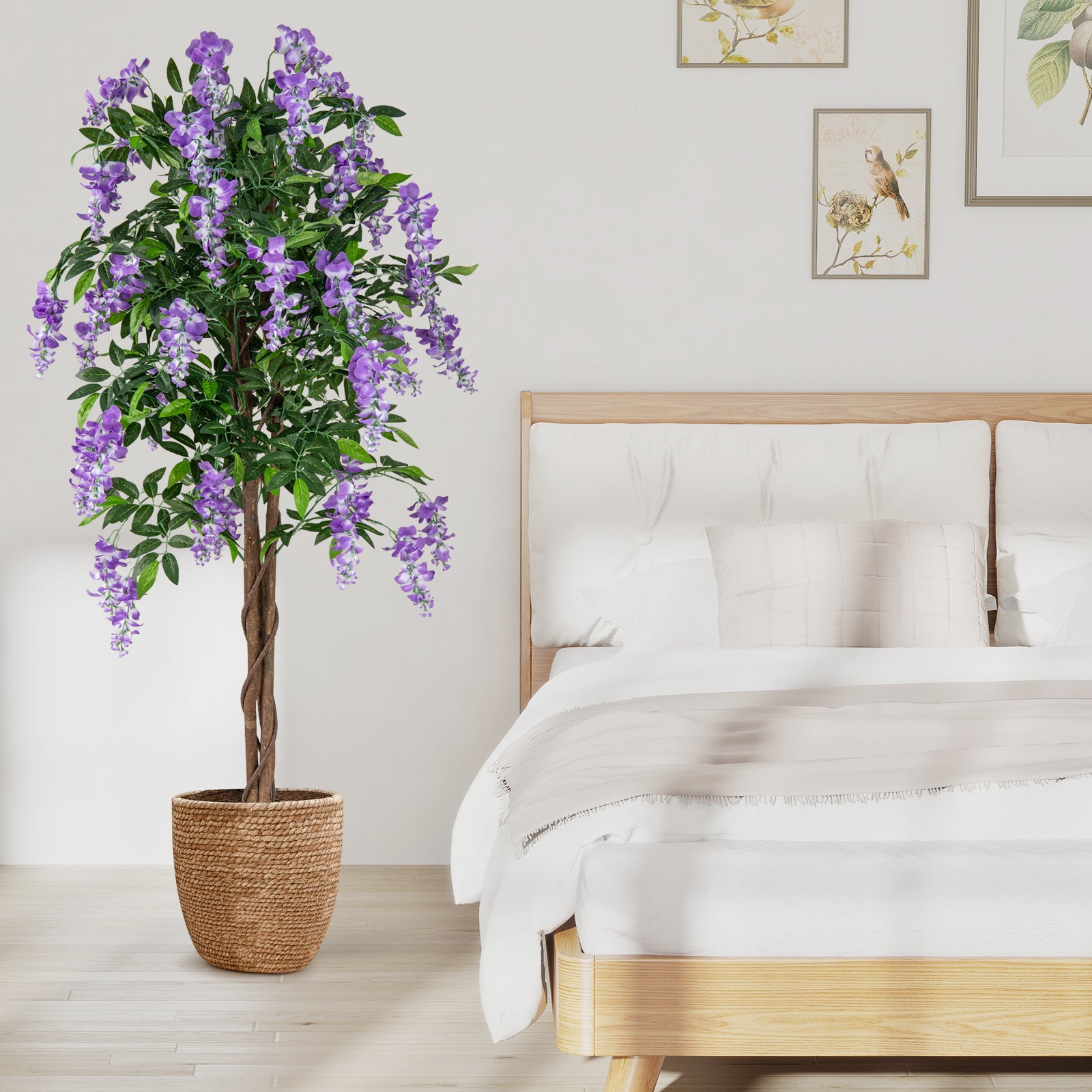 5.5 FT Faux Wisteria Plant, Blooming Flowers, Nursery Pot, Purple Faux Plants at Gallery Canada