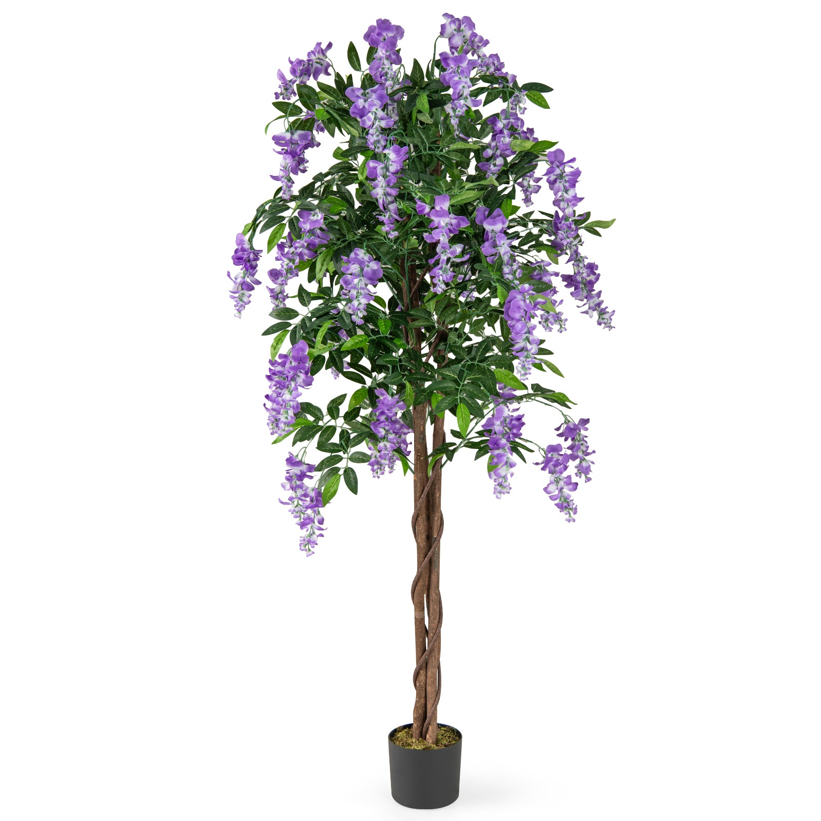 5.5 FT Faux Wisteria Plant, Blooming Flowers, Nursery Pot, Purple Faux Plants Purple at Gallery Canada