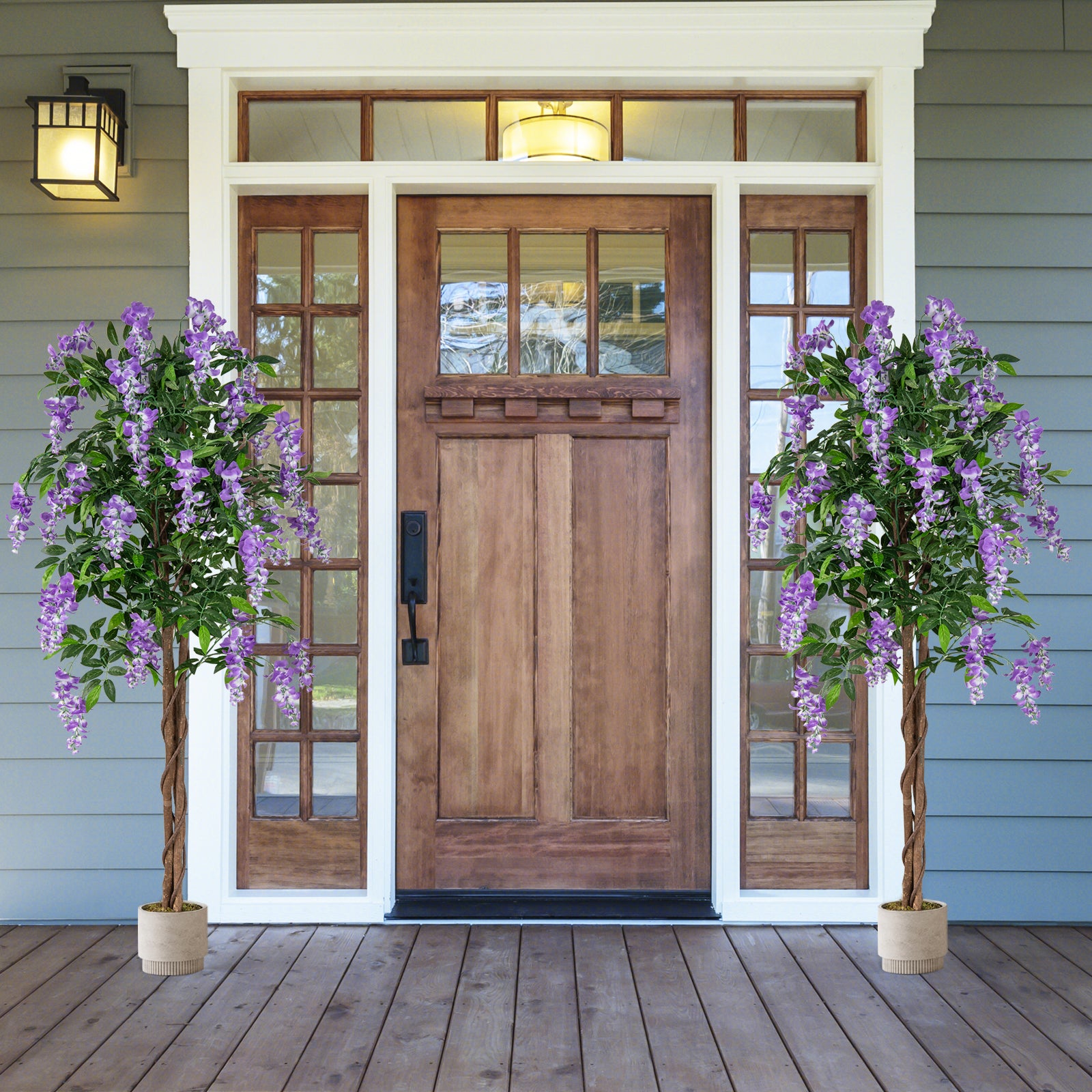 5.5 FT Faux Wisteria Plant, Blooming Flowers, Nursery Pot, Purple Faux Plants at Gallery Canada
