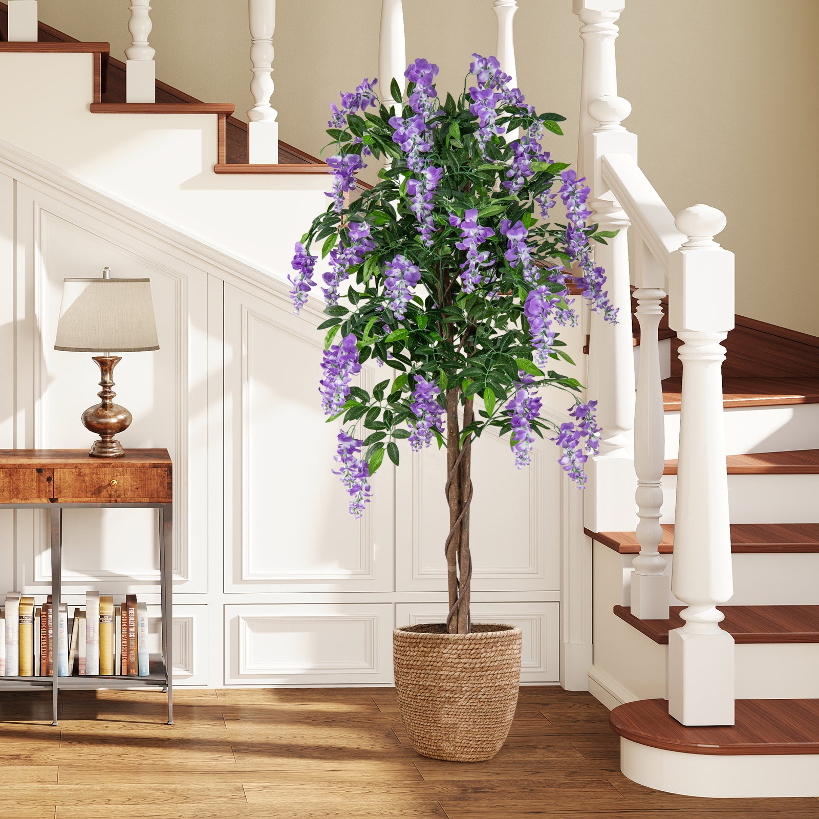 5.5 FT Faux Wisteria Plant, Blooming Flowers, Nursery Pot, Purple Faux Plants at Gallery Canada