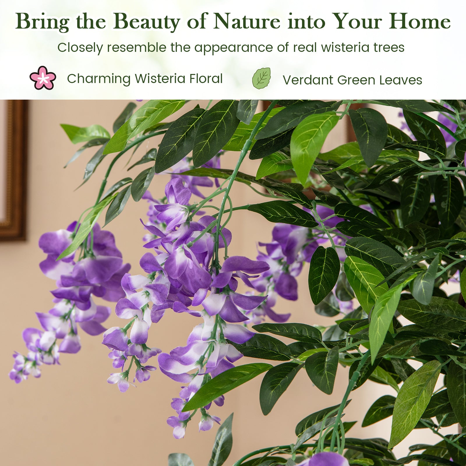 5.5 FT Faux Wisteria Plant, Blooming Flowers, Nursery Pot, Purple Faux Plants at Gallery Canada