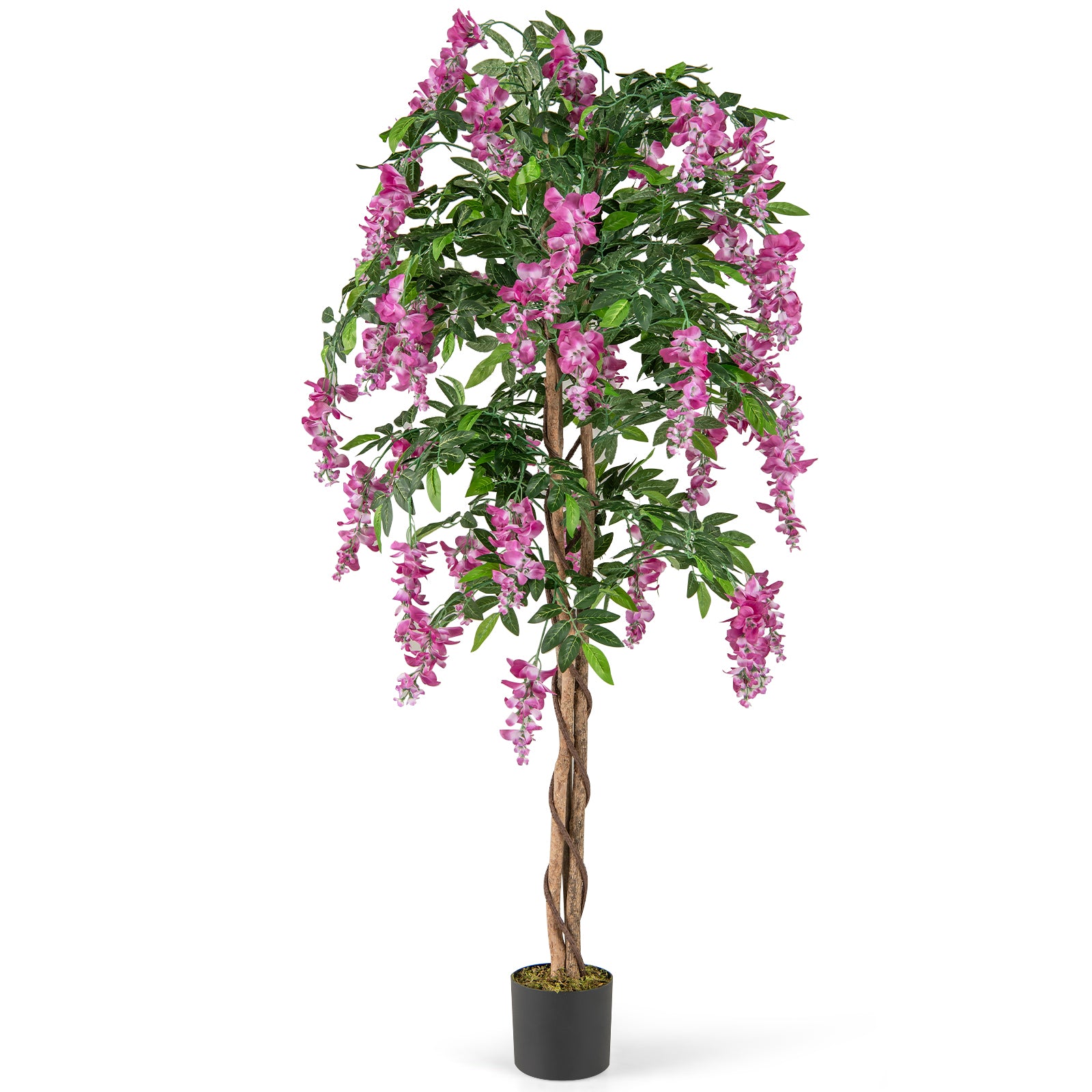5.5 FT Faux Wisteria Plant, Nursery Pot, Blooming Flowers, Rose Red Faux Plants Rose Red at Gallery Canada