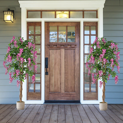 5.5 FT Faux Wisteria Plant, Nursery Pot, Blooming Flowers, Rose Red Faux Plants at Gallery Canada