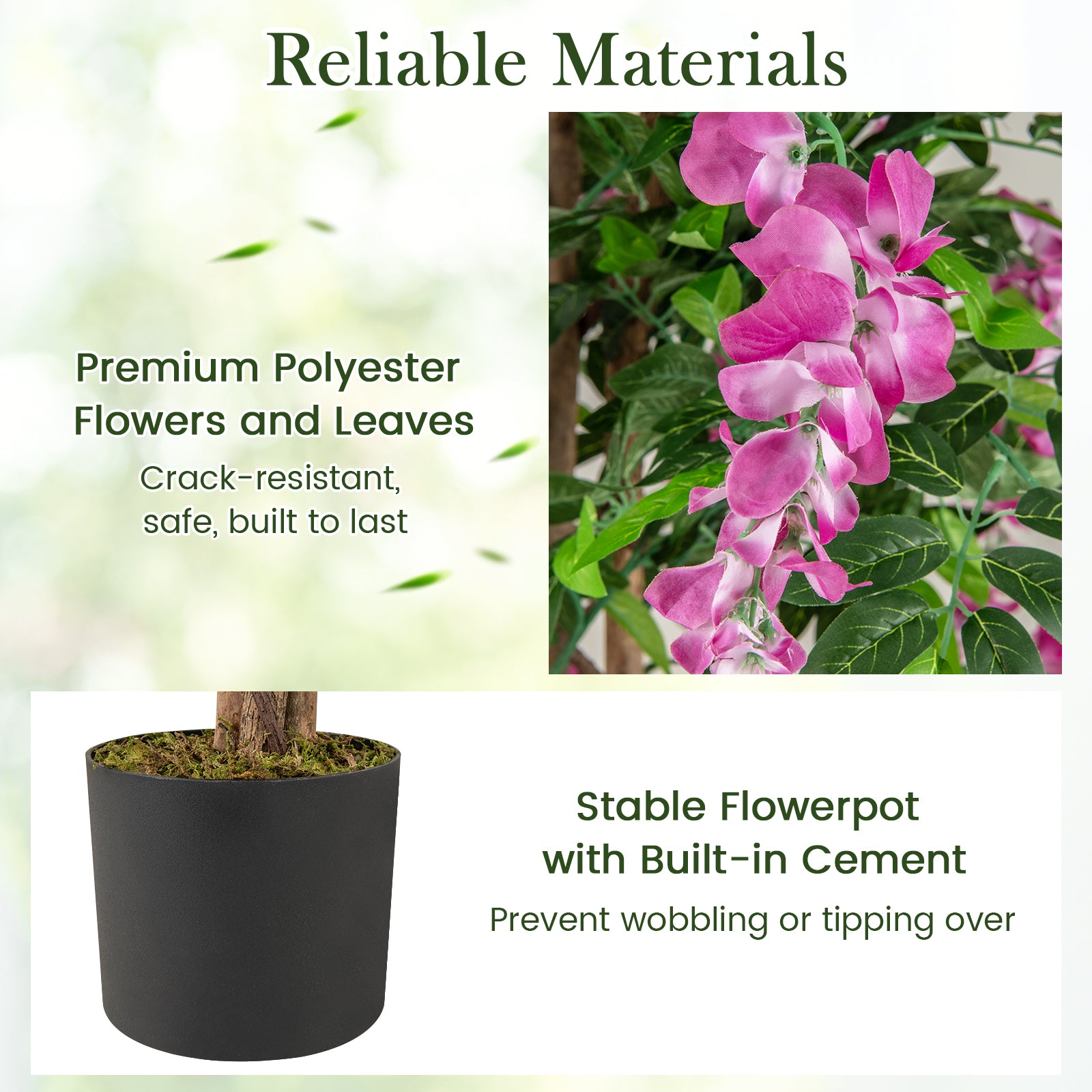 5.5 FT Faux Wisteria Plant, Nursery Pot, Blooming Flowers, Rose Red Faux Plants at Gallery Canada