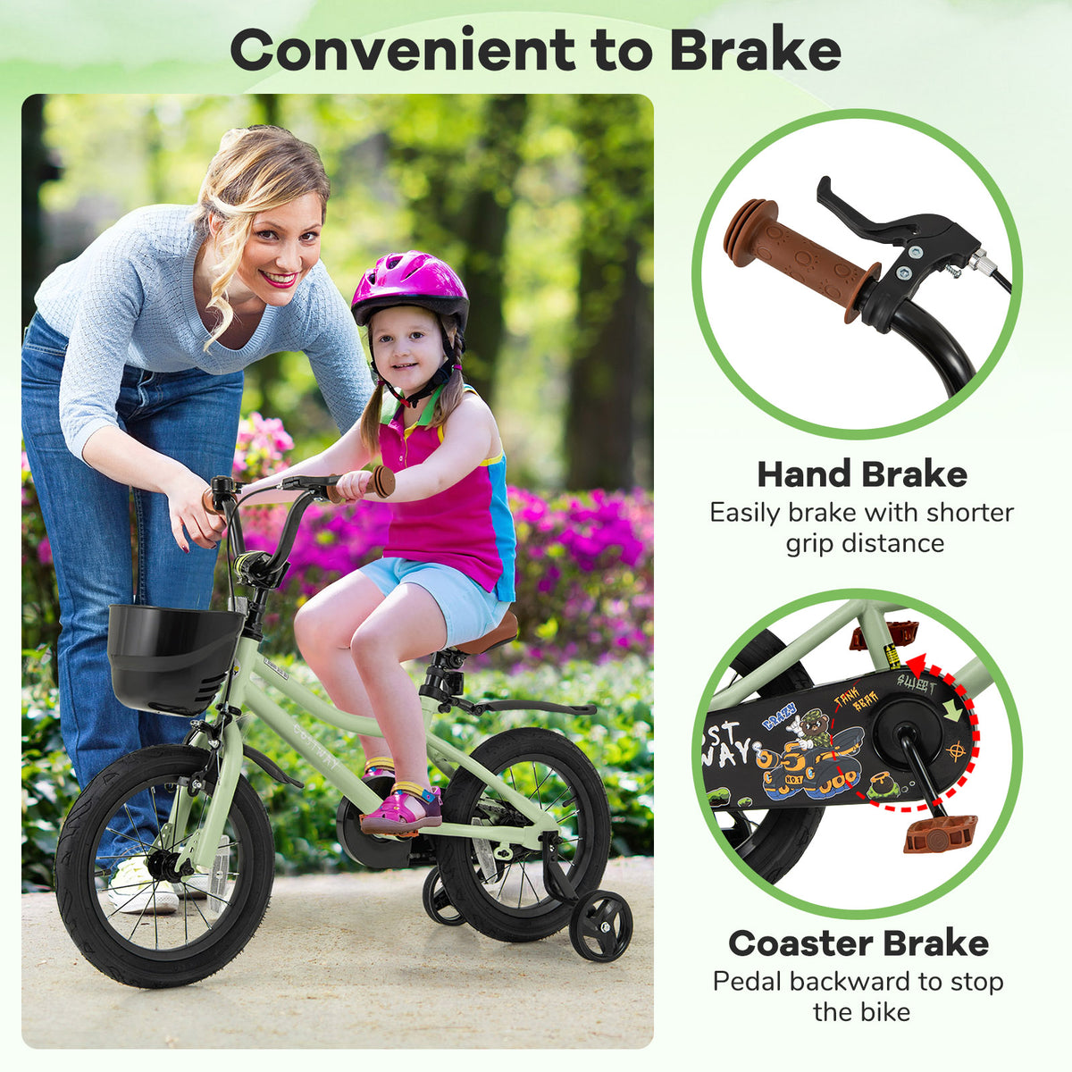 14-Inch Kids Bike, Adjustable With Training Wheels, Green Kids Bike at Gallery Canada