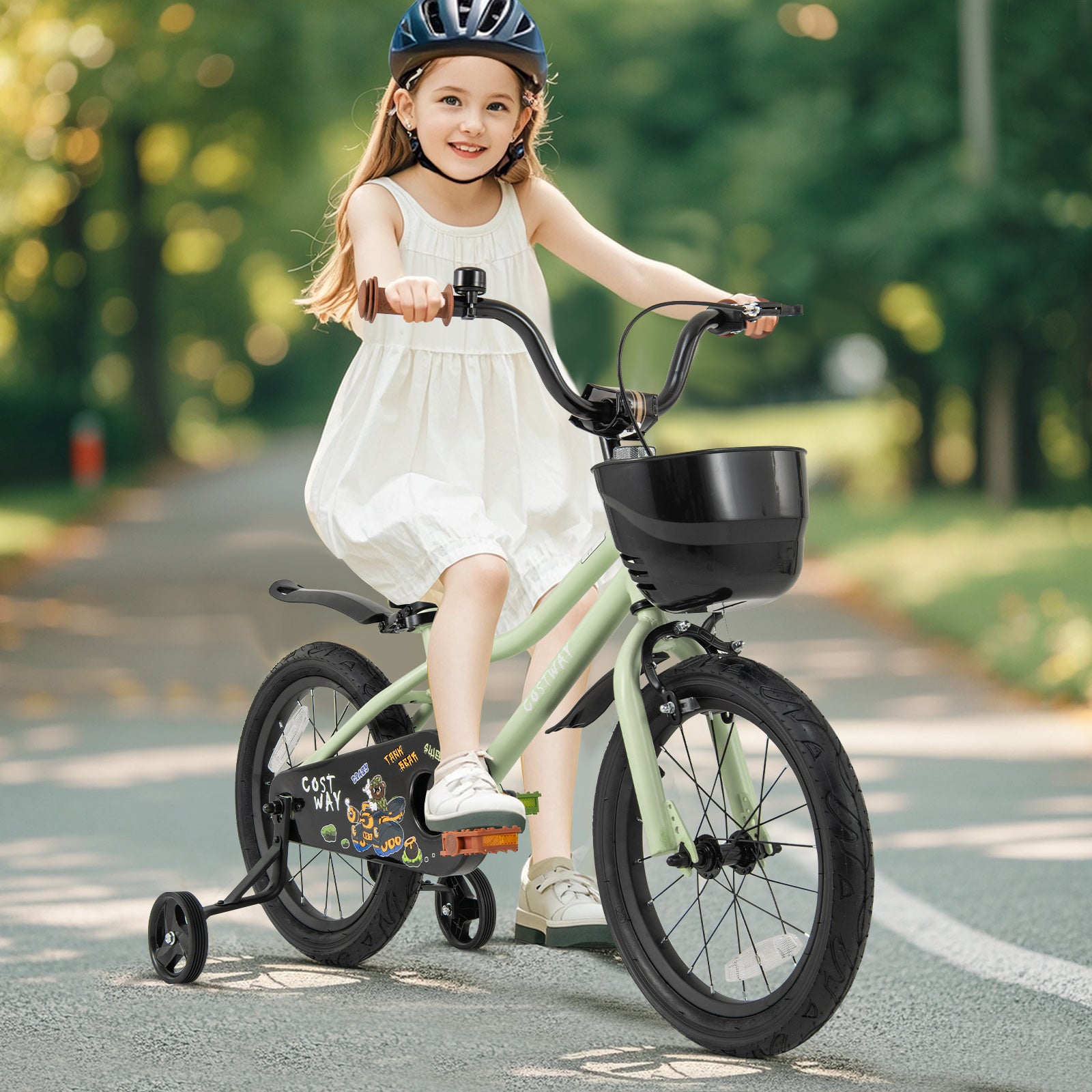 16-Inch Kids Bike, Adjustable With Training Wheels, For 4-7 Years, Green Kids Bike at Gallery Canada