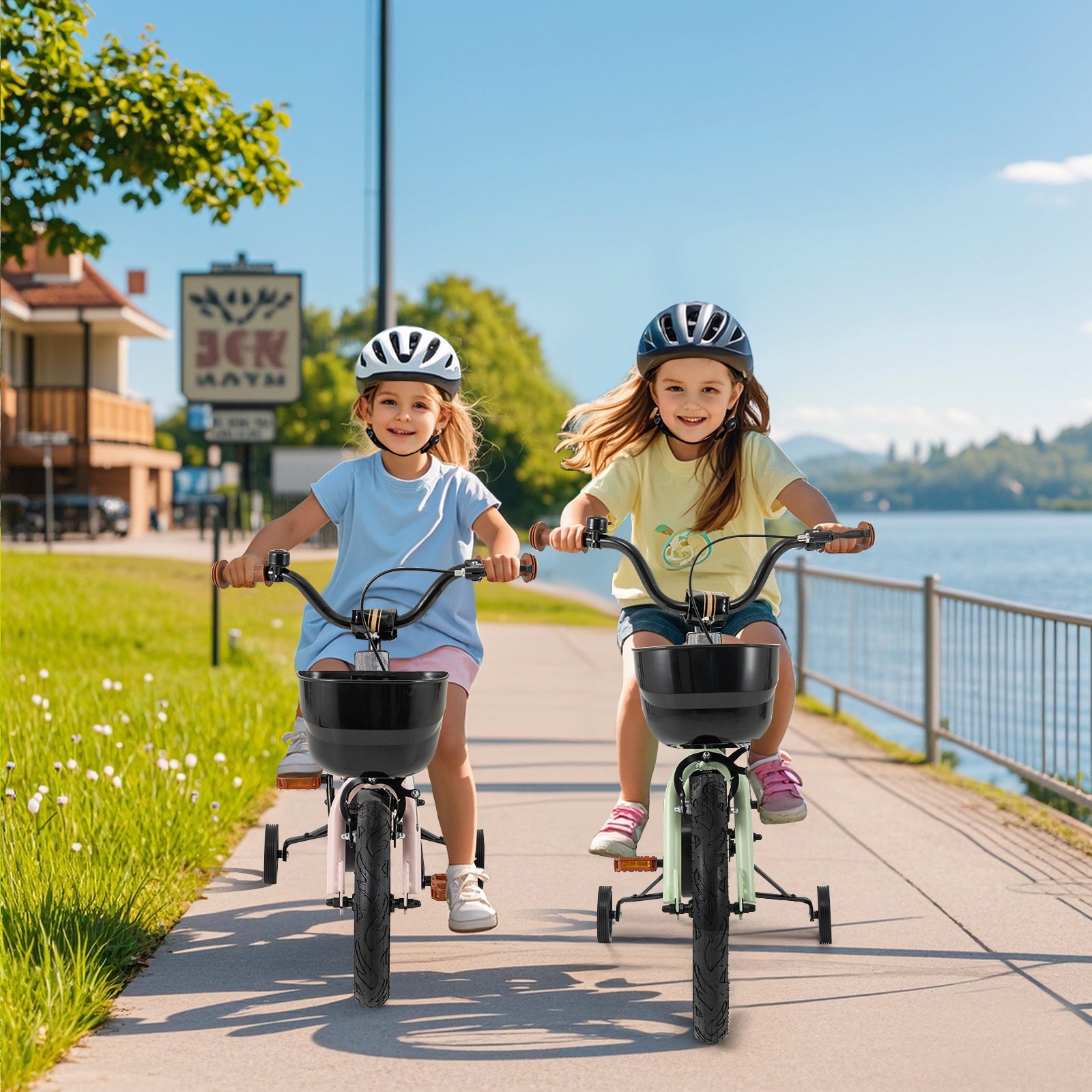 16-Inch Kids Bike, Adjustable With Training Wheels, For 4-7 Years, Green Kids Bike at Gallery Canada