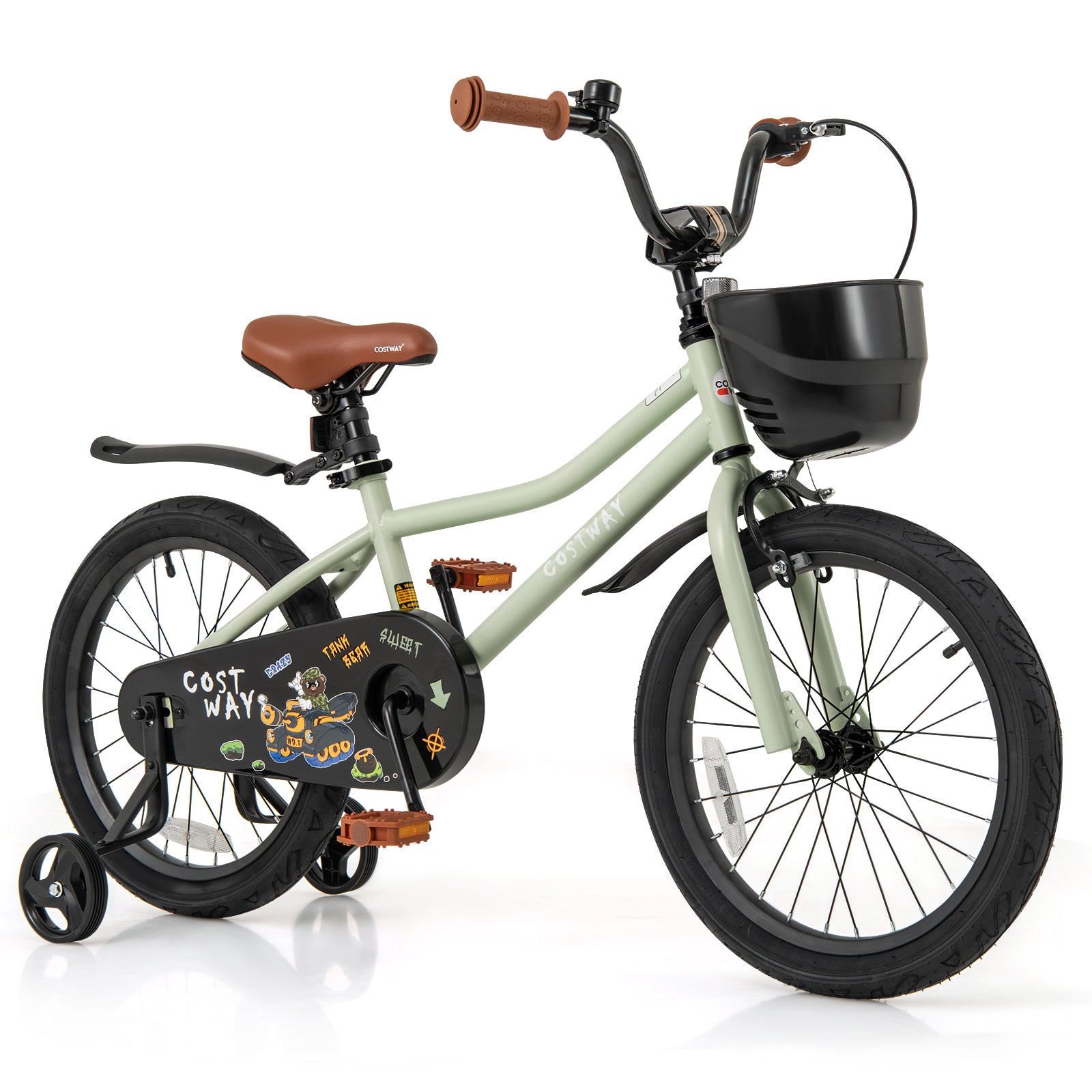 16-Inch Kids Bike, Adjustable With Training Wheels, For 4-7 Years, Green Kids Bike Green at Gallery Canada