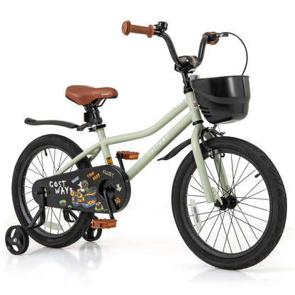 18-Inch Kids Bike, Adjustable With Training Wheels, 4-8 Years Old, Green Kids Bike Green at Gallery Canada